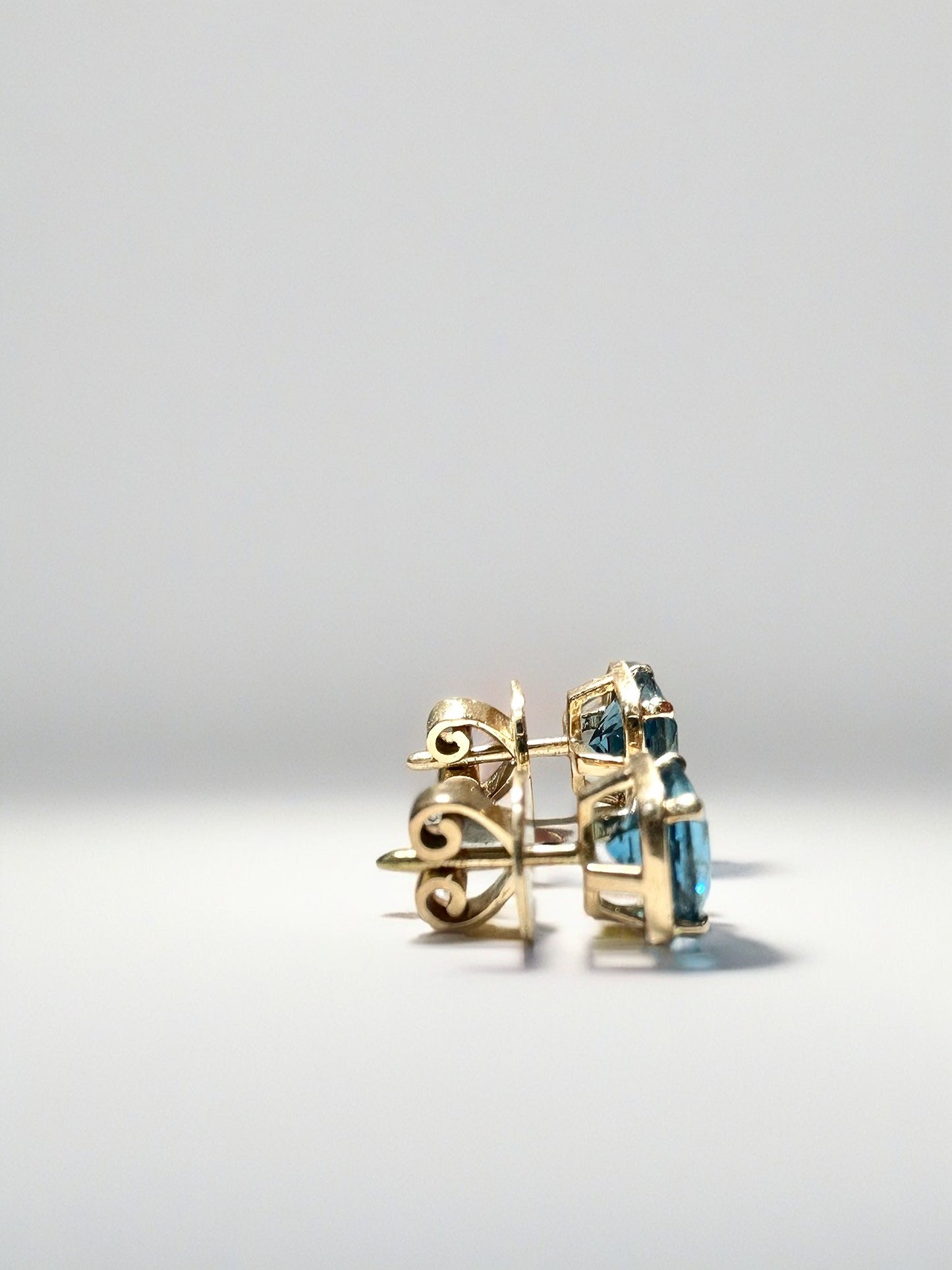 London Blue Topaz stud earrings in 18k gold | Ella Creations Jewelry