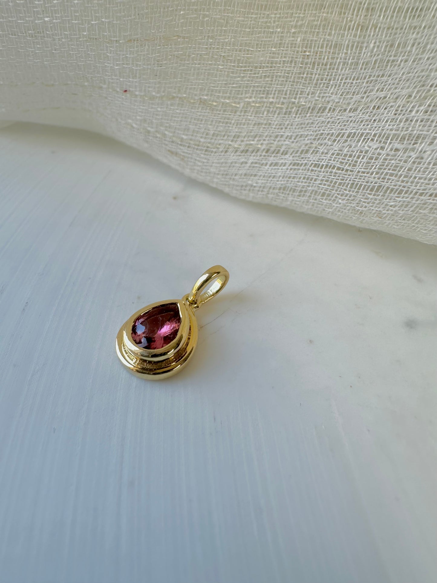18K Pink Tourmaline Pendant | October Birthstone Necklace