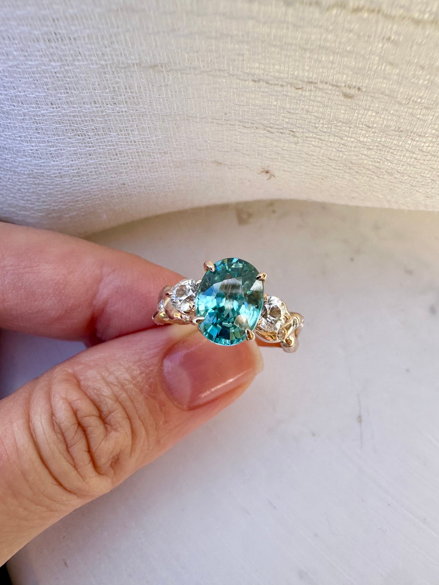 14K Custom made Zircon Rose Gold Ring
