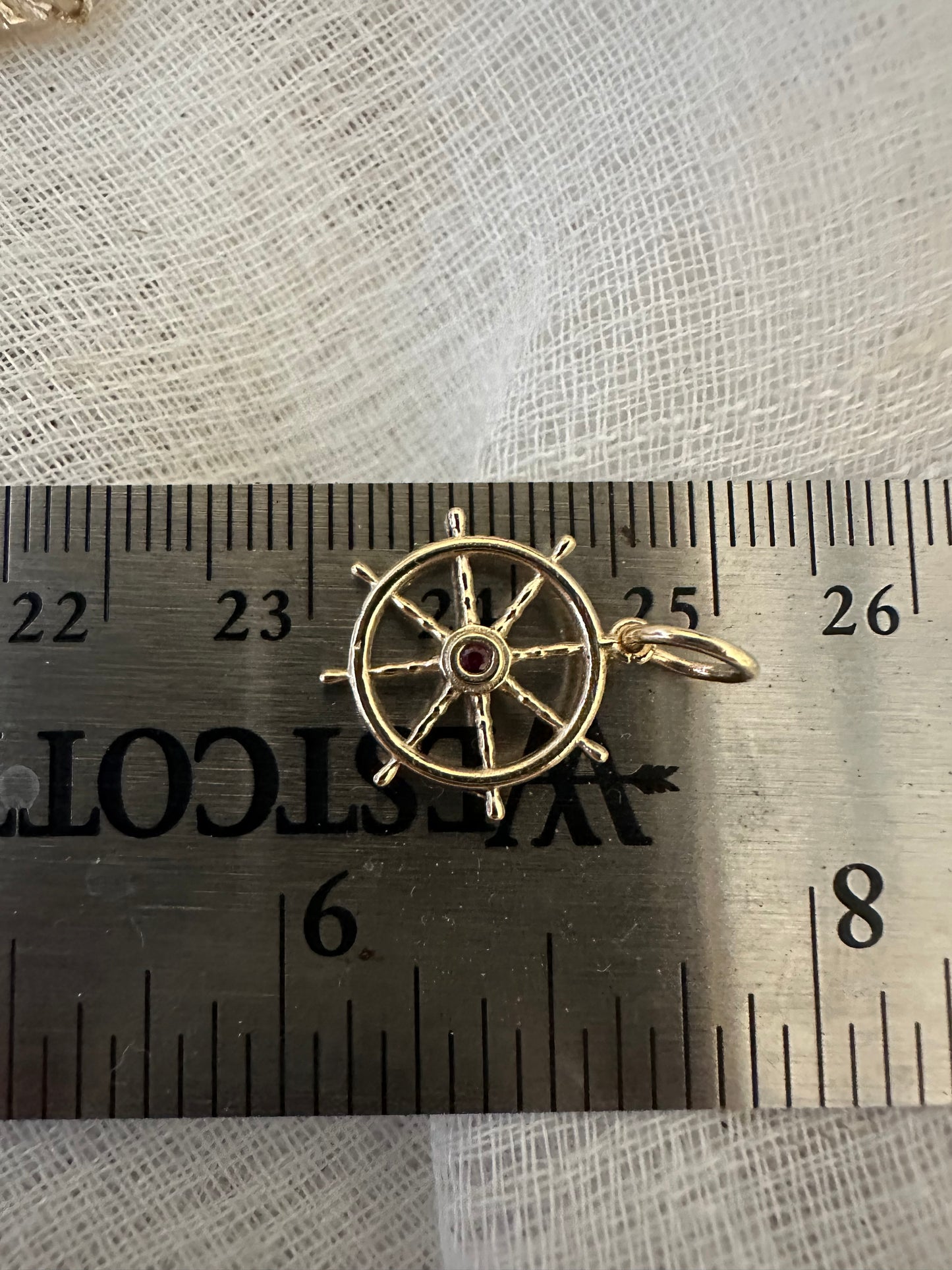 14k Anchor Wheel Charm