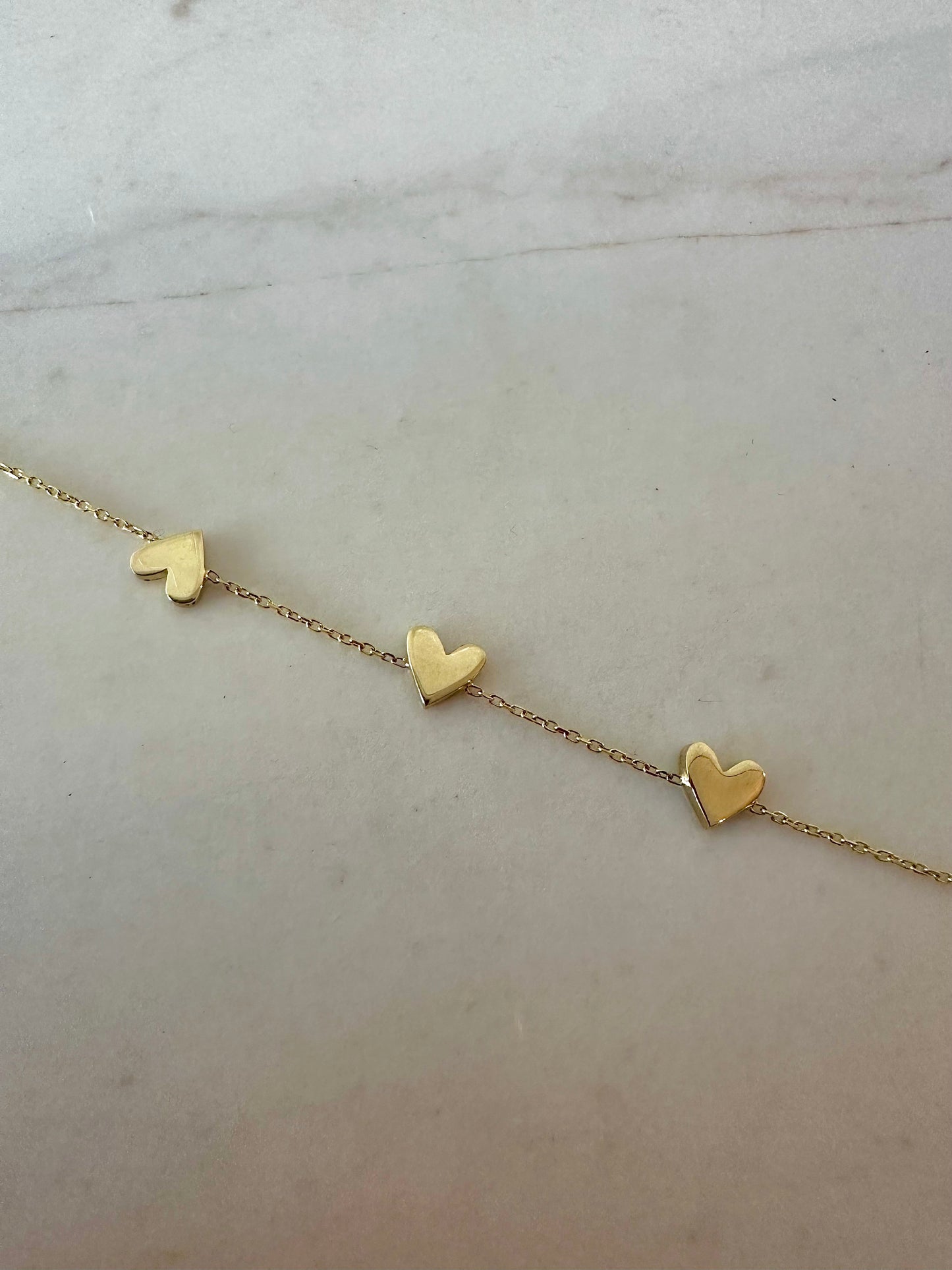 Sweetheart Bracelet | Three Hearts Chain Bracelet