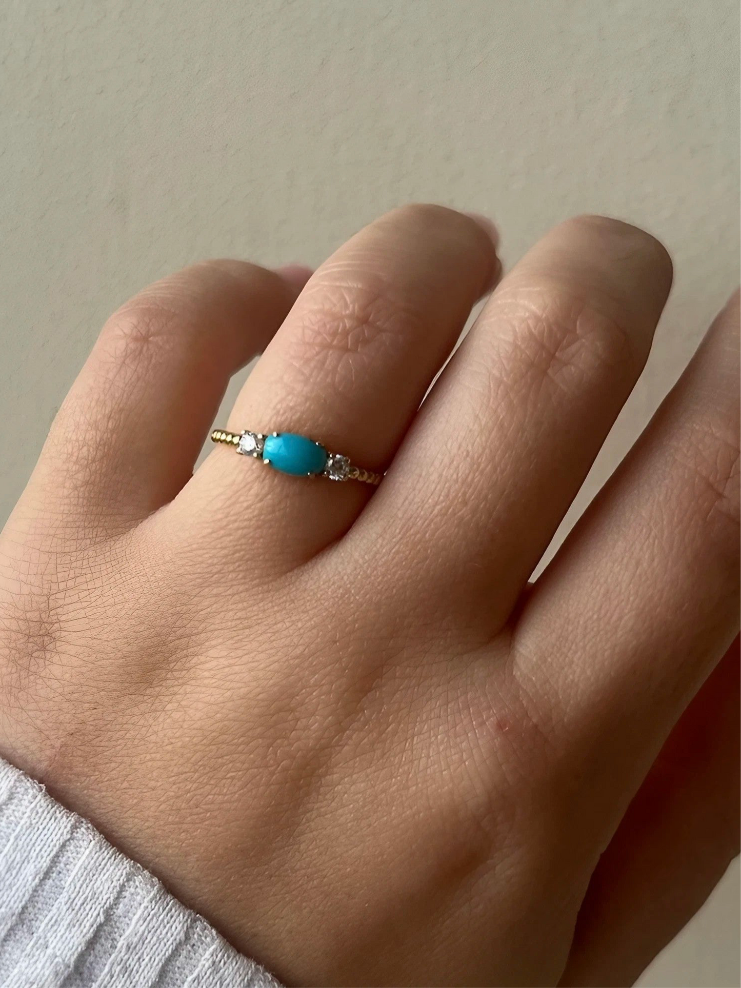 18k Gold Turquoise Ring with Diamonds