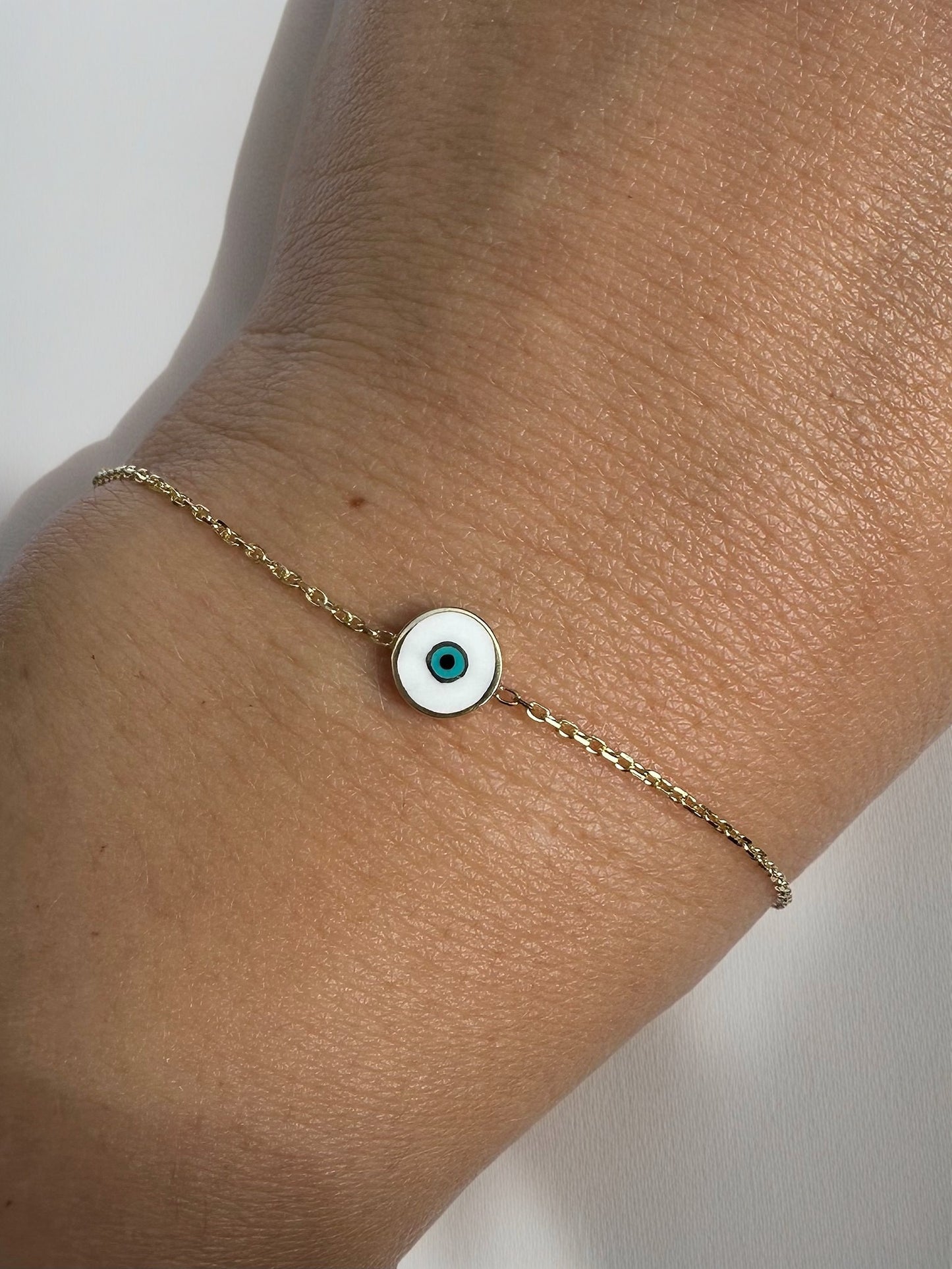 Evil eye gold bracelet white blue turquoise red orange | Ella Creations bracelet