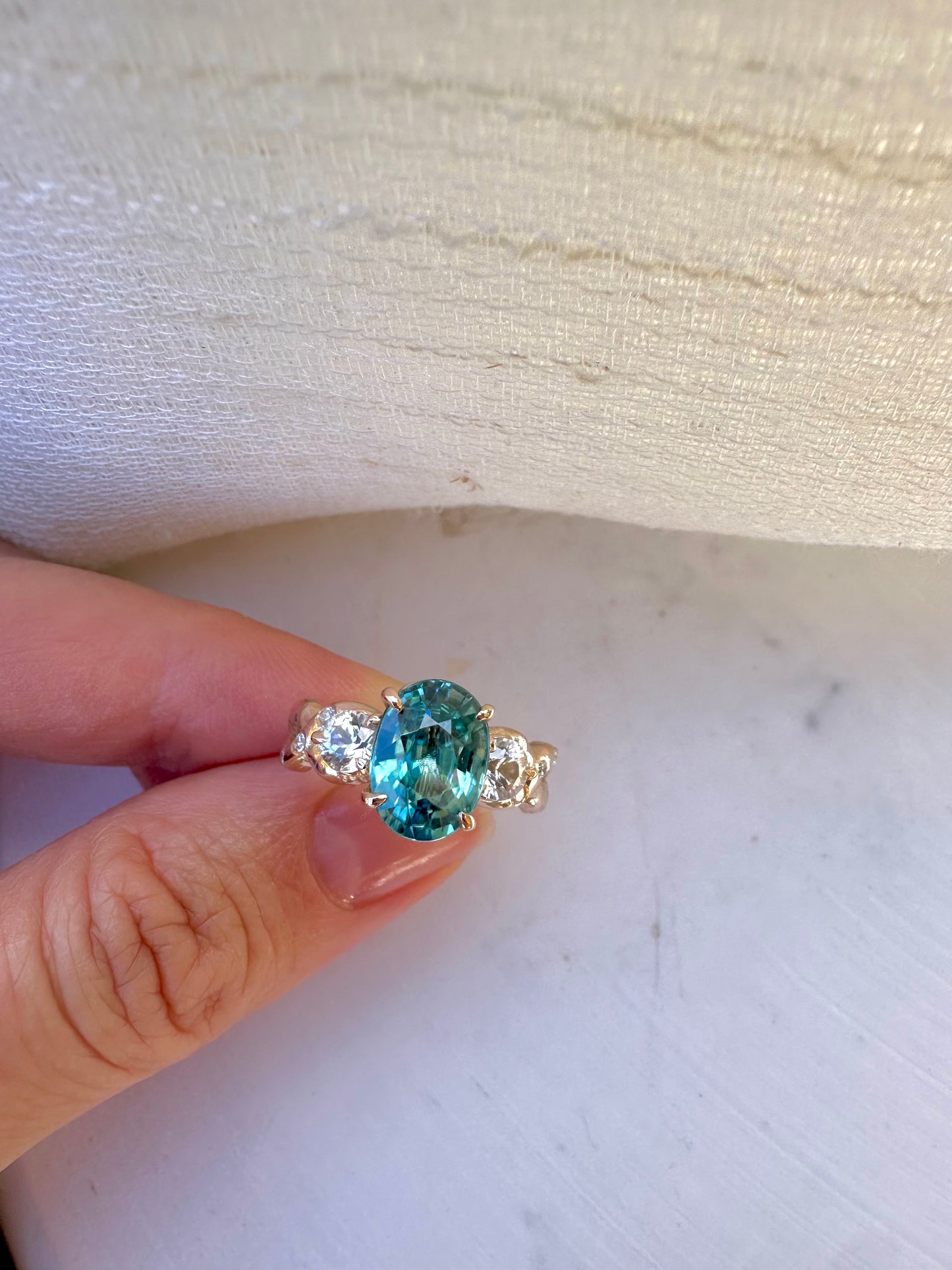 14K Custom made Zircon Rose Gold Ring
