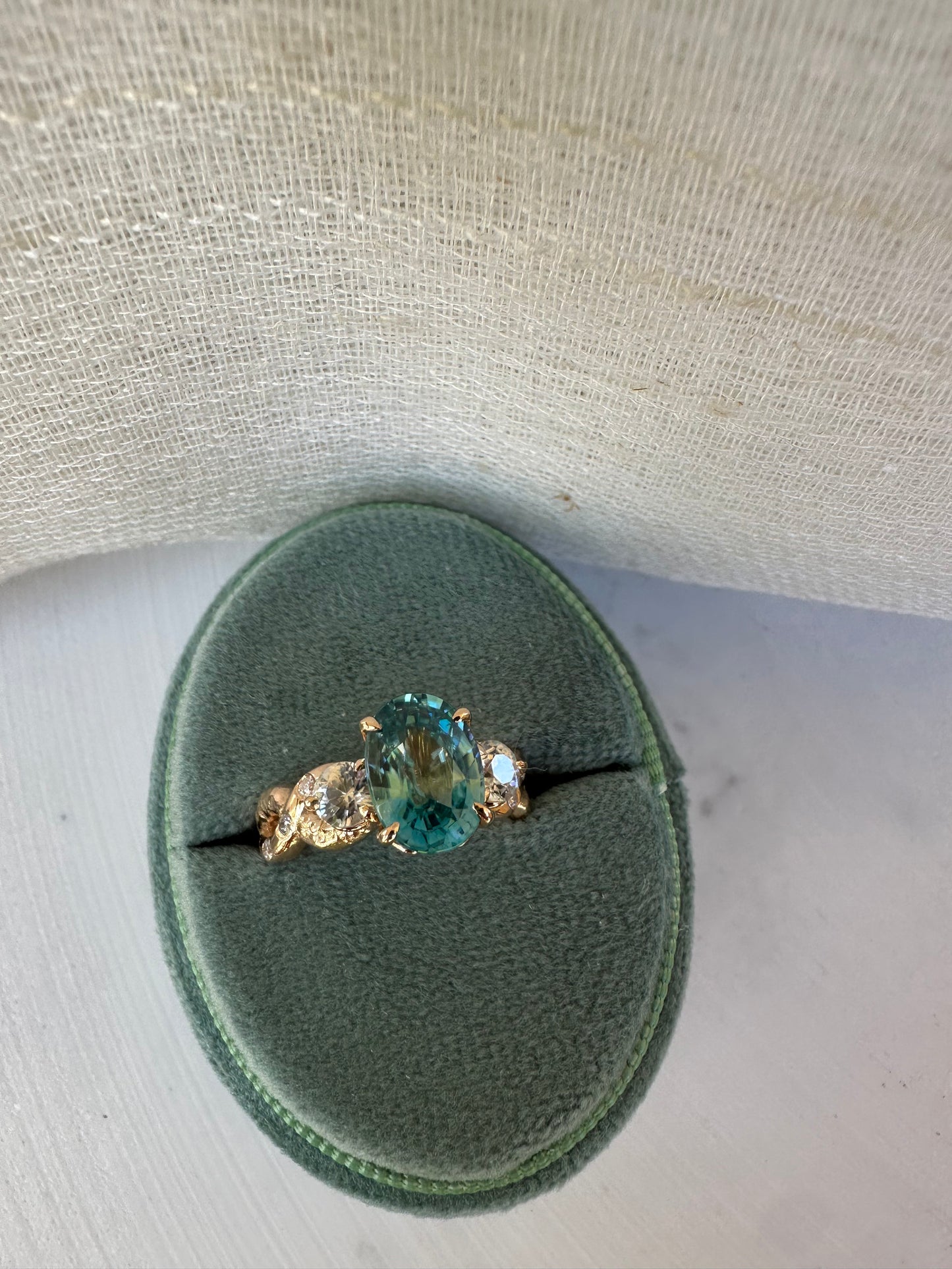 14K Custom made Zircon Rose Gold Ring