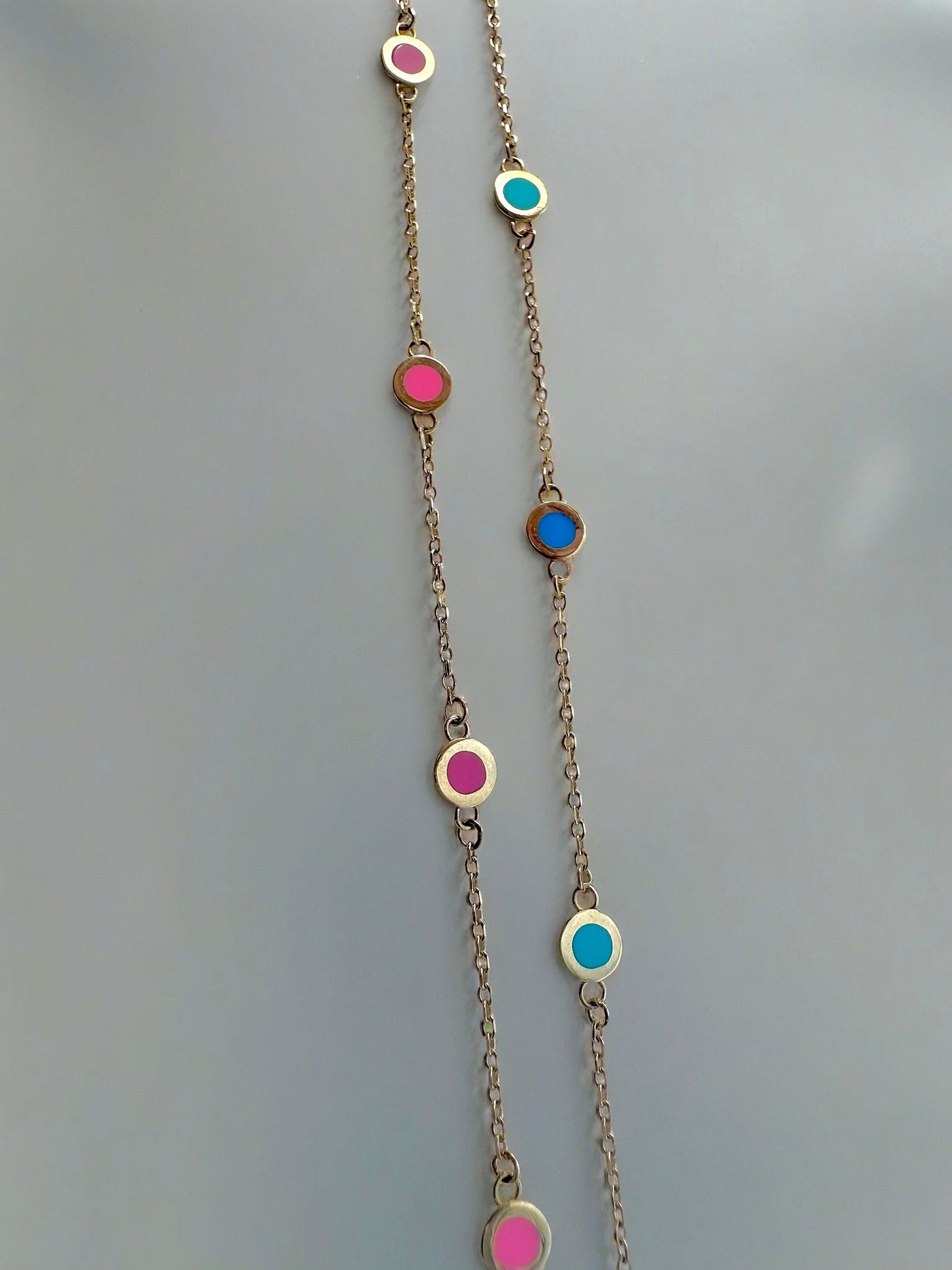 Pulsera de esmalte | Pulsera Círculo | Rosa y Azul 18K