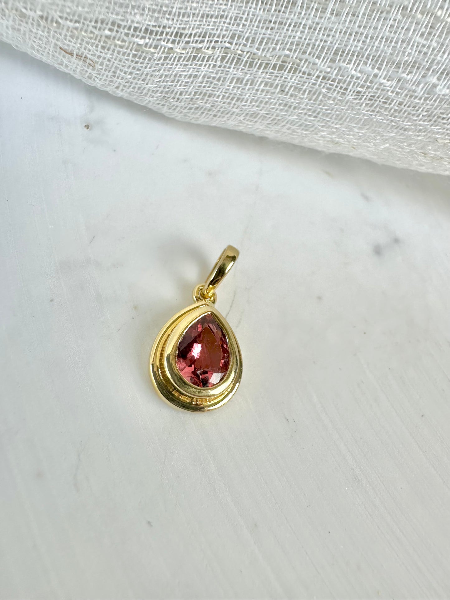 18K Pink Tourmaline Pendant | October Birthstone Necklace