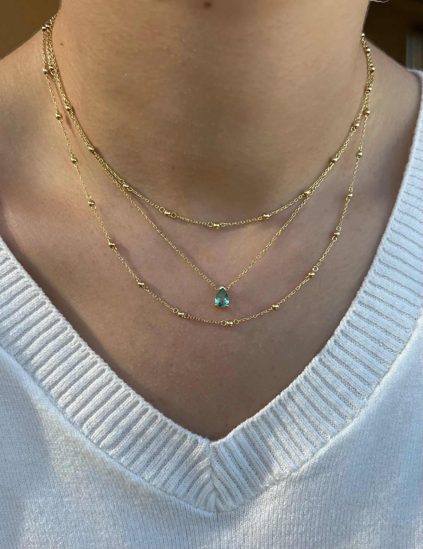 18k Ball Chain Necklace | 18k gold bead necklace