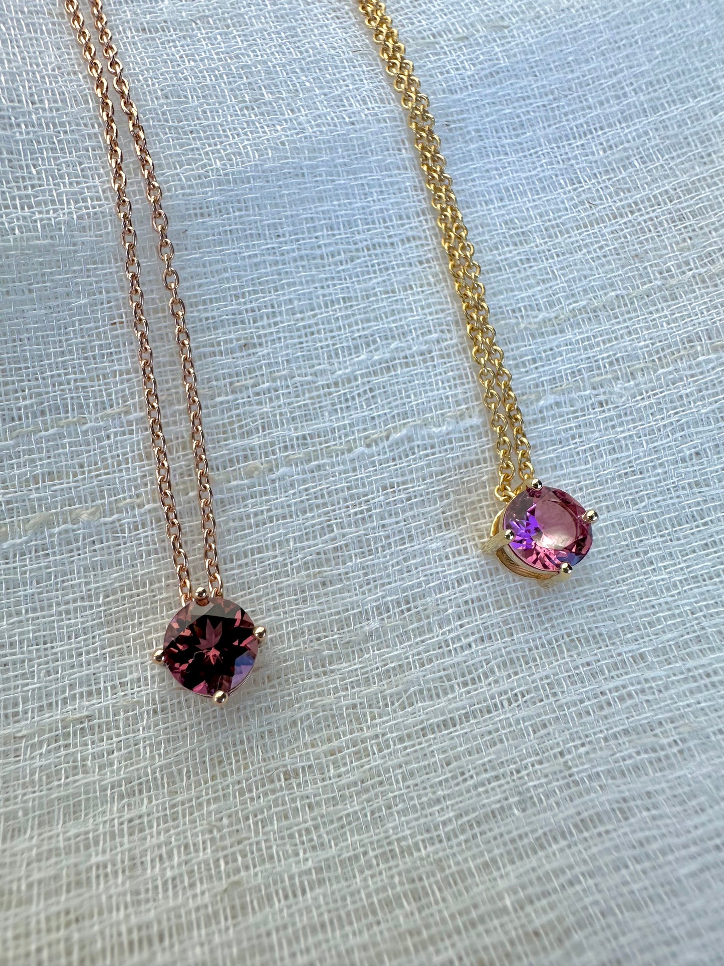 18K Pink Tourmaline Pendant | October Birthstone necklace