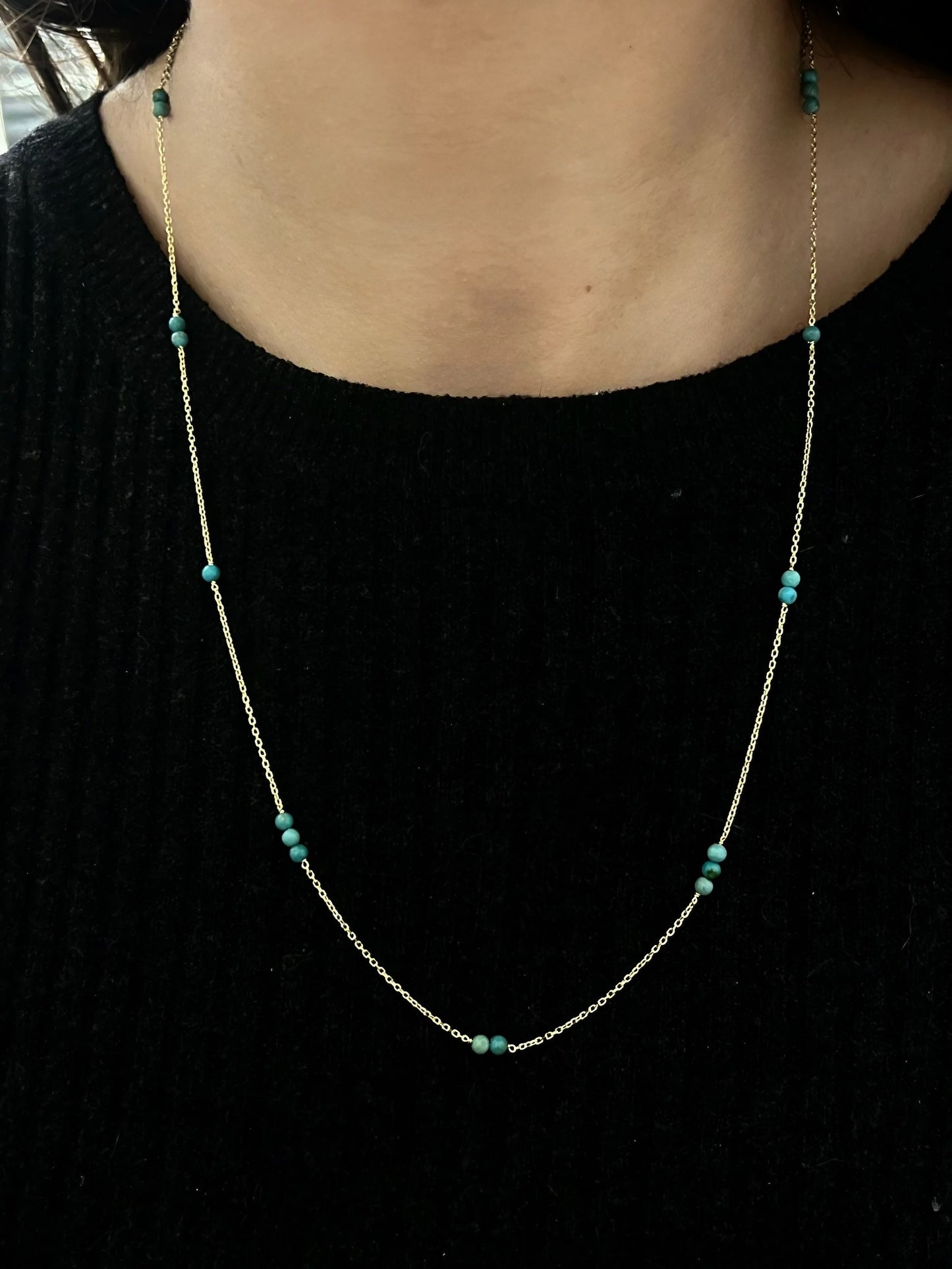 18K Long turquoise Necklace