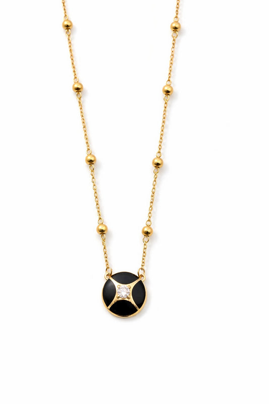 18K Dainty Diamond and enamel Necklace