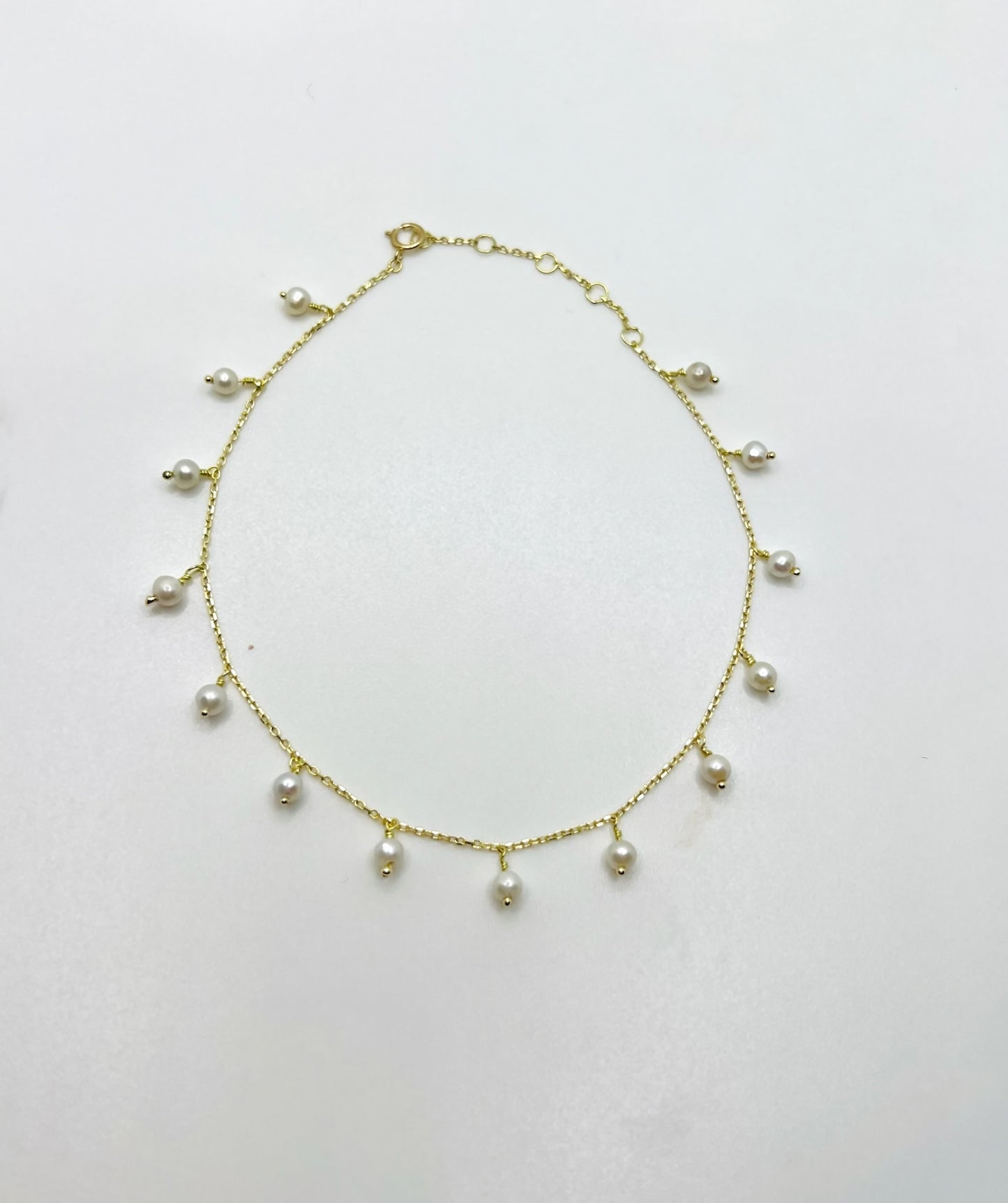 Pearl Anklet handcrafted 18 karat Gold | Ella Creations Jewelry