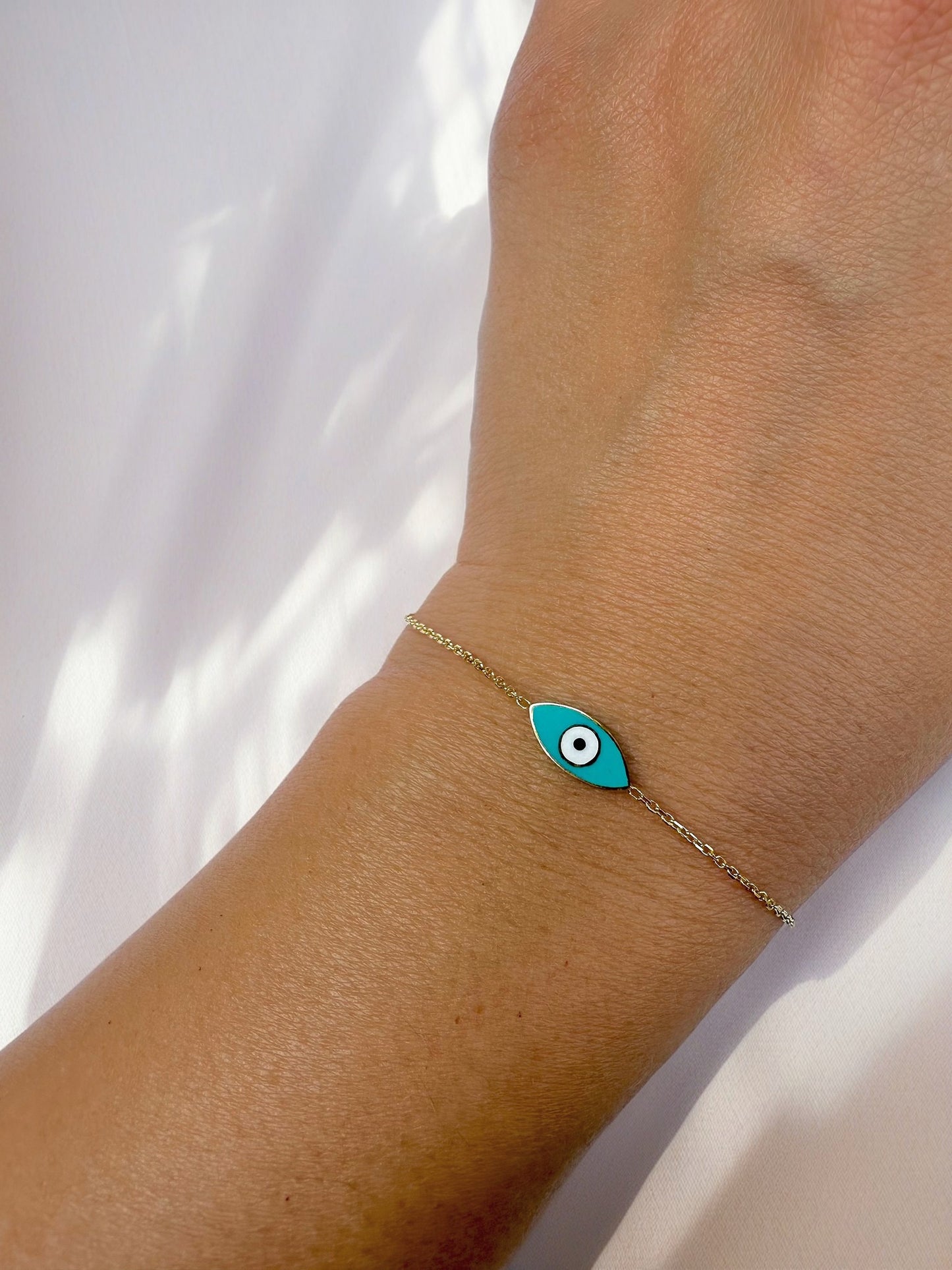 Blue Evil eye gold bracelet 18k solid gold | Ella Creations Jewelry