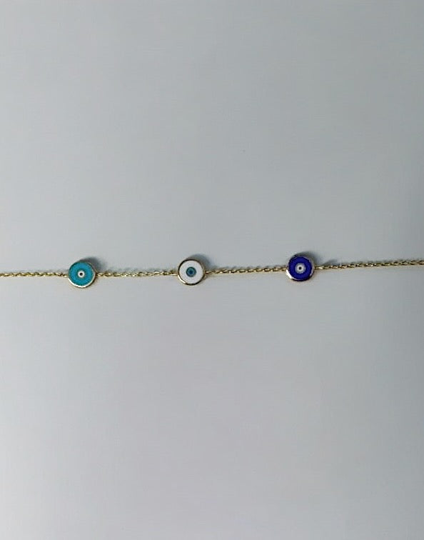 Evil Eye Bracelet Gold | 3 charms | Ojo Turco