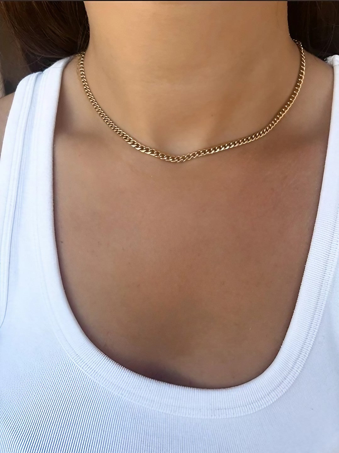 18k solid gold Cuban chain necklace| Ella Creations Jewelry