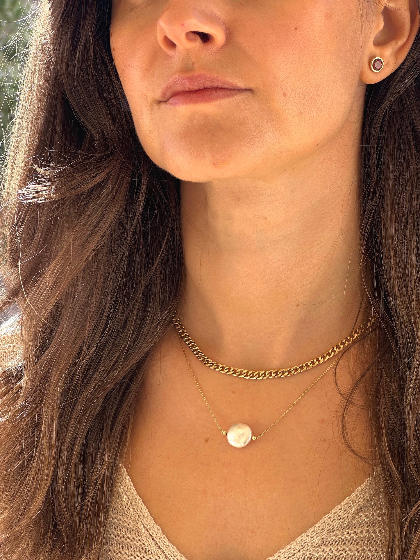 18k solid gold Cuban chain necklace| Ella Creations Jewelry