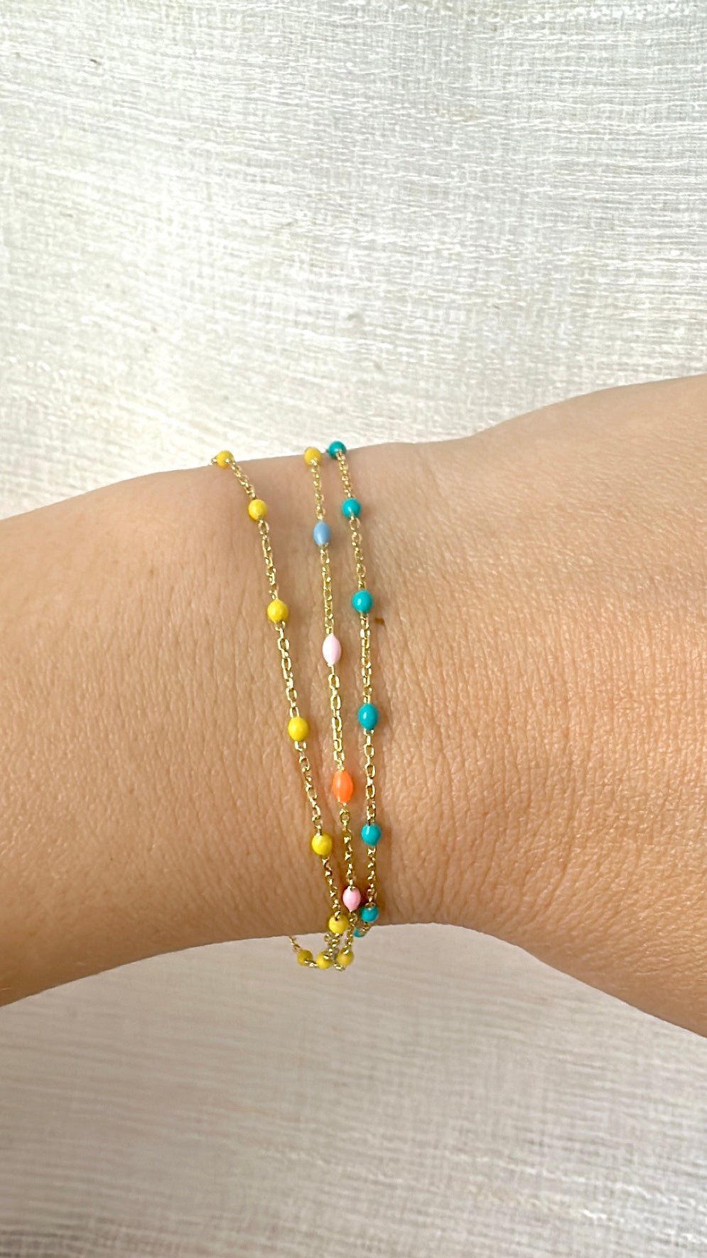 18k Enamel Bead Station Bracelet with adjustable chain length | Ella Creations Jewelry