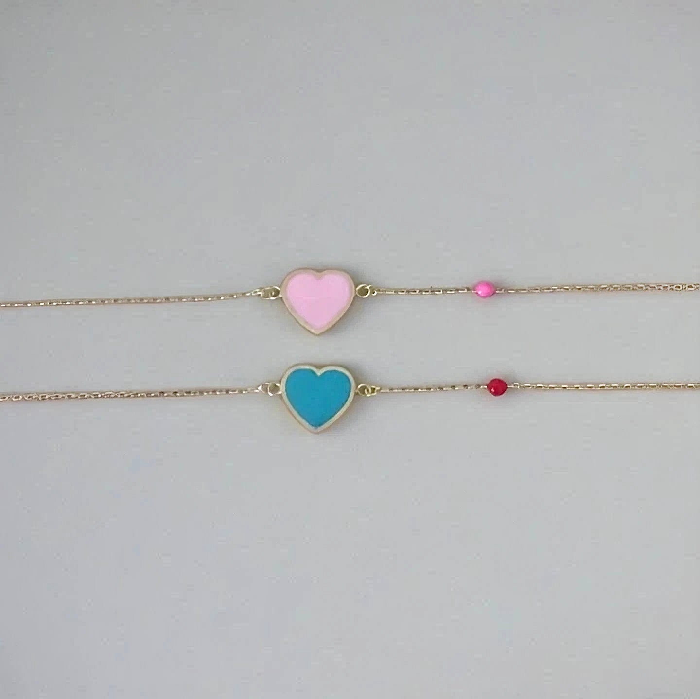 18k solid Gold heart bracelet | enamel Heart | Ella Creations Jewelry