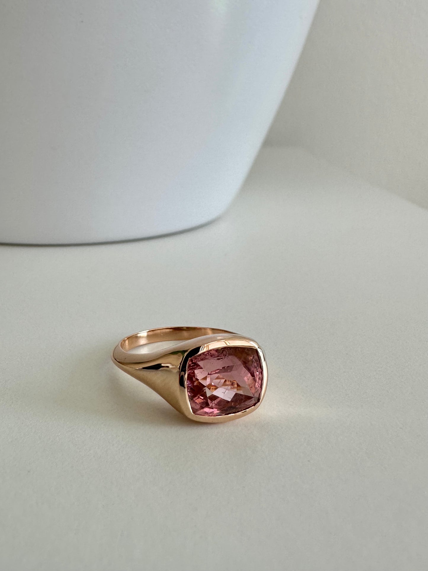 Pink Tourmaline 18k Rose gold statement ring | Ella Creations Jewelry