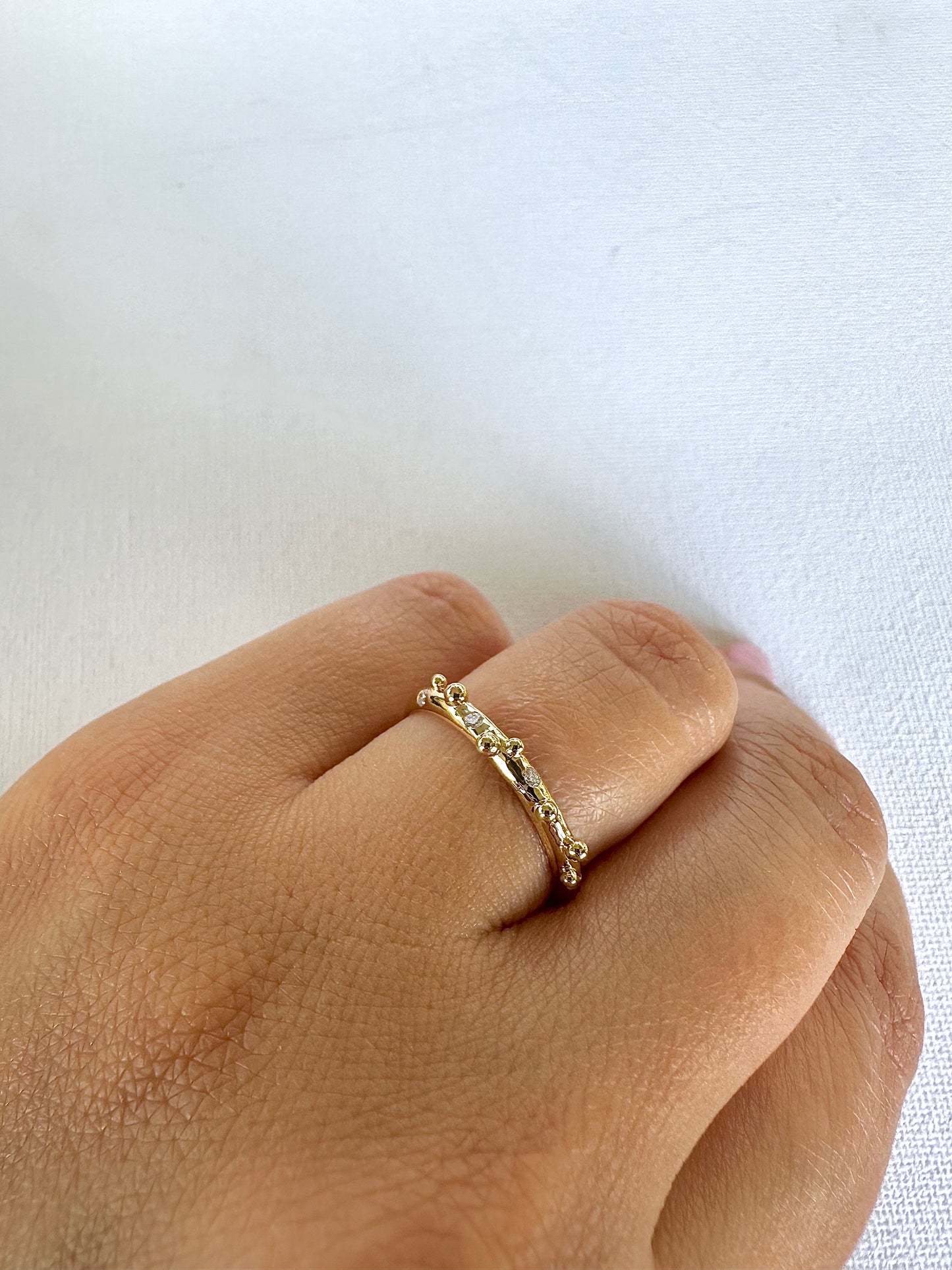 Stackable gold ring for women in 18k gold customizable in yellow, white & rose gold | Ella retains Jewelry