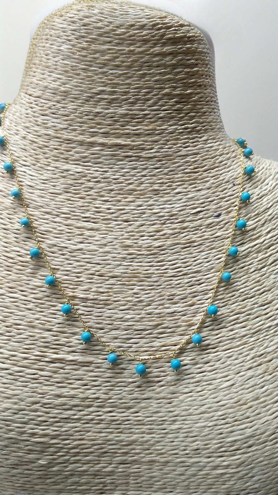 18k solid gold turquoise choker necklace with beads | Ella Creations Jewelry