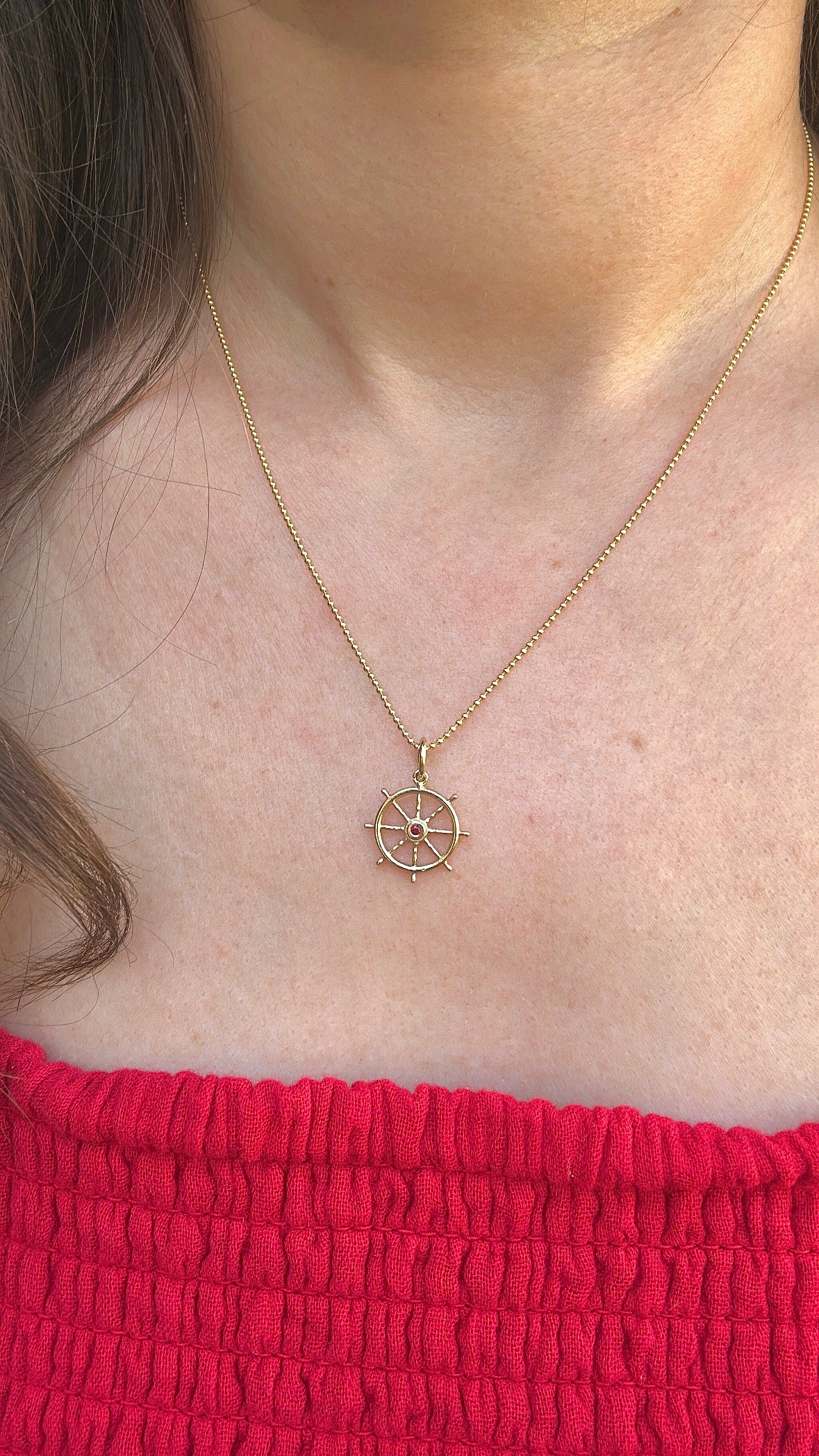 14k Anchor Wheel Charm