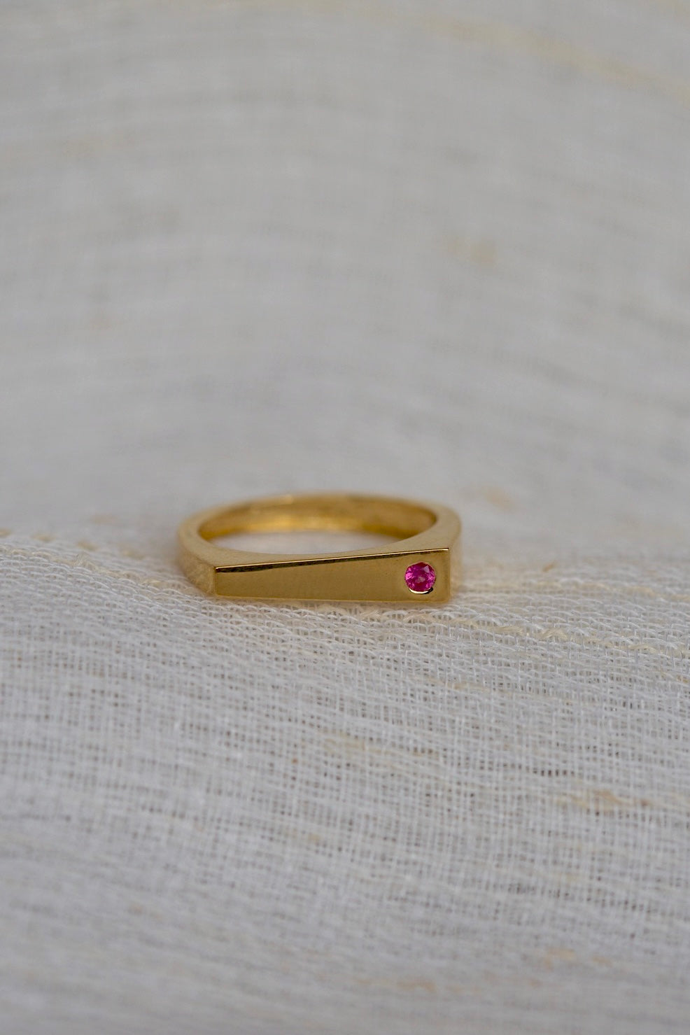 Gold Rectangular Ring - Ruby size 6.25US Ready to ship