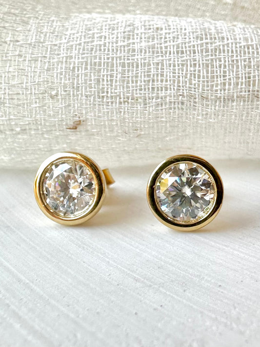 Moissanite Stud Earrings | Round Stud Earrings