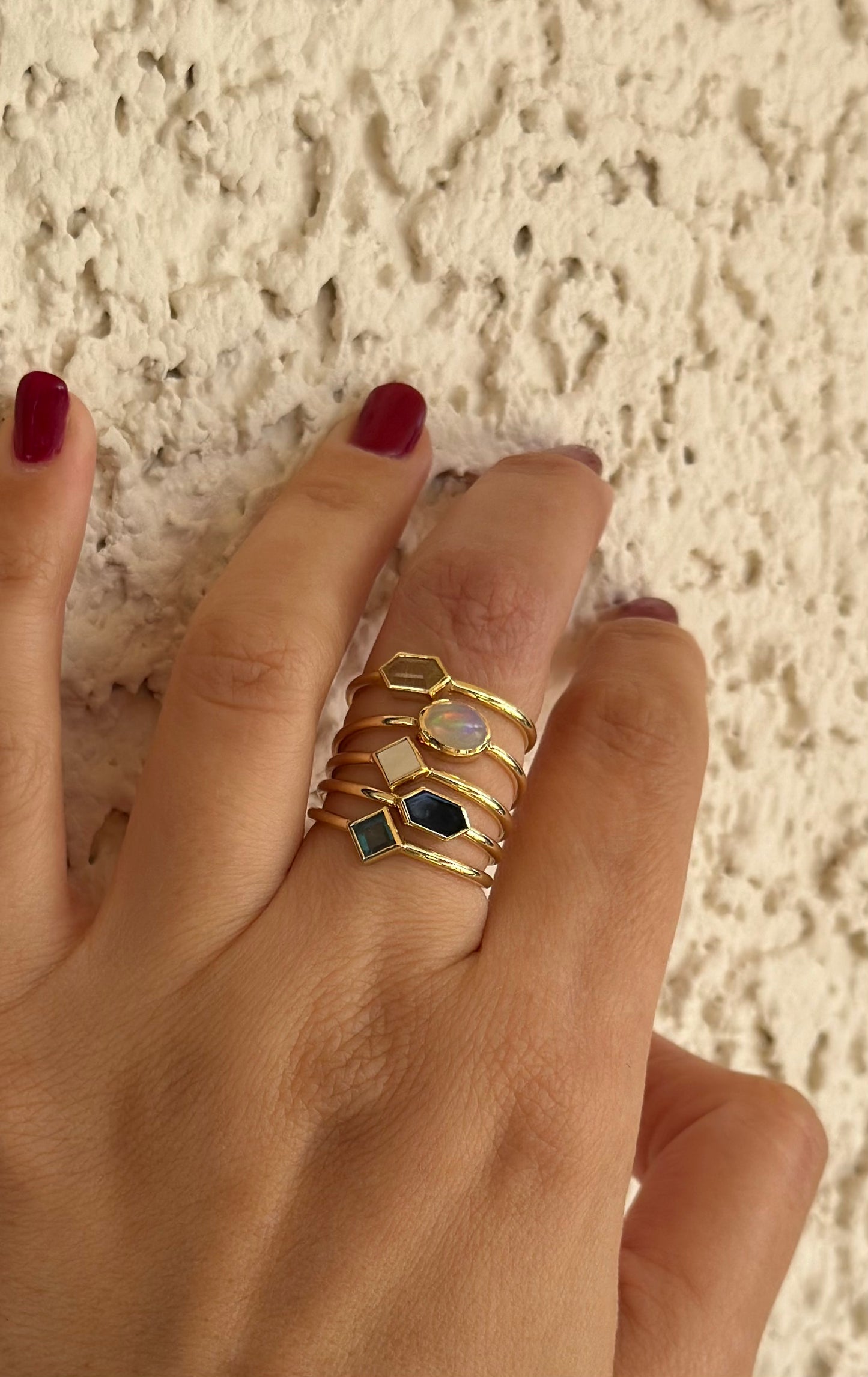 Basima Stackable rings - Hexagon 18k | Ella Creations Jewelry