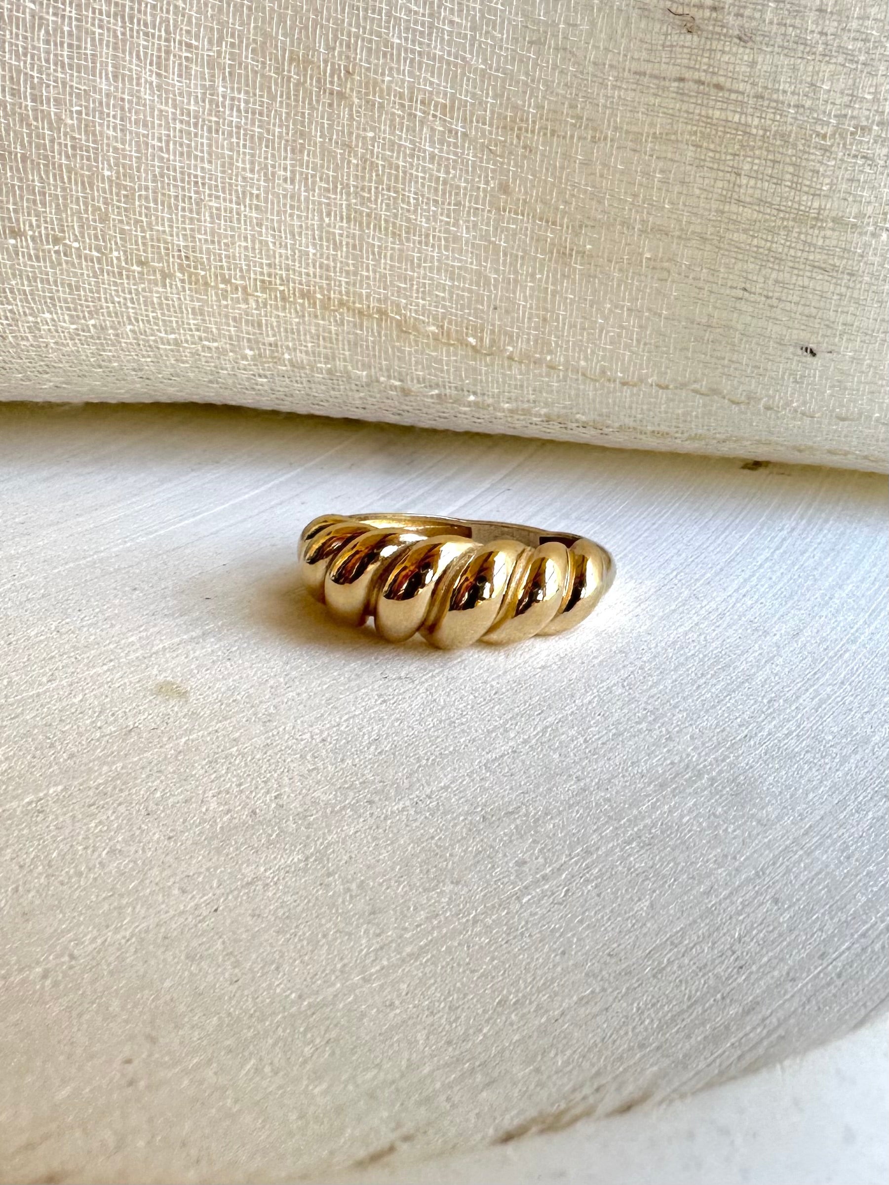  Solid Gold Croissant Ring, available in 14K or 18k solid gold | Ella Creations Jewelry
