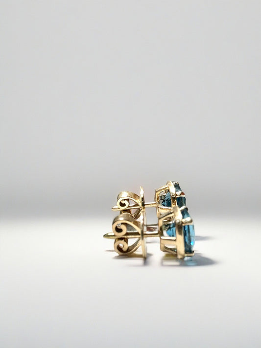 London Blue Topaz stud earrings in 18k gold | Ella Creations Jewelry