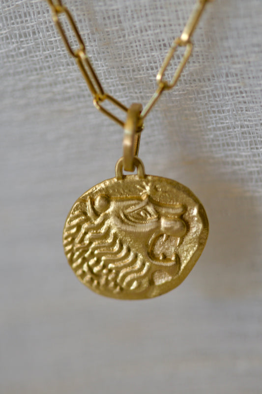 18K Lion Pendant inspired by the ancient Lydian lion from the 6th century BCE| Ella Creations jewelry