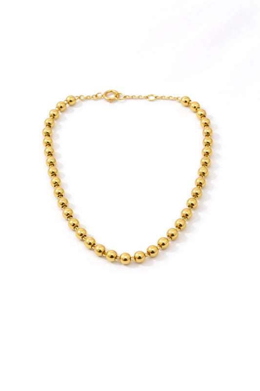 18K solid gold bead bracelet — handmade gold ball bracelet