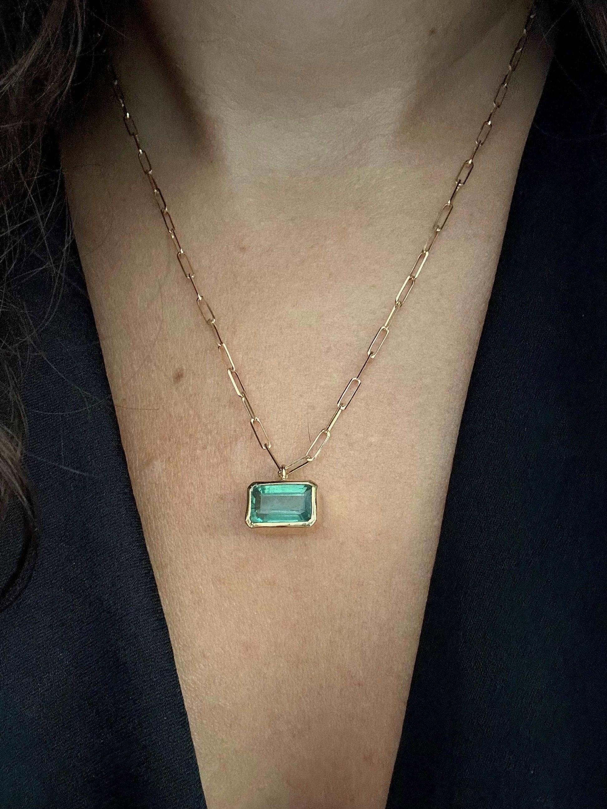 18K Paperclip Natural Zircon necklace | Ella Creations Jewelry