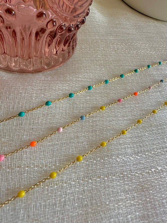 18k Enamel Bead Station Bracelet with adjustable chain length | Ella Creations Jewelry 