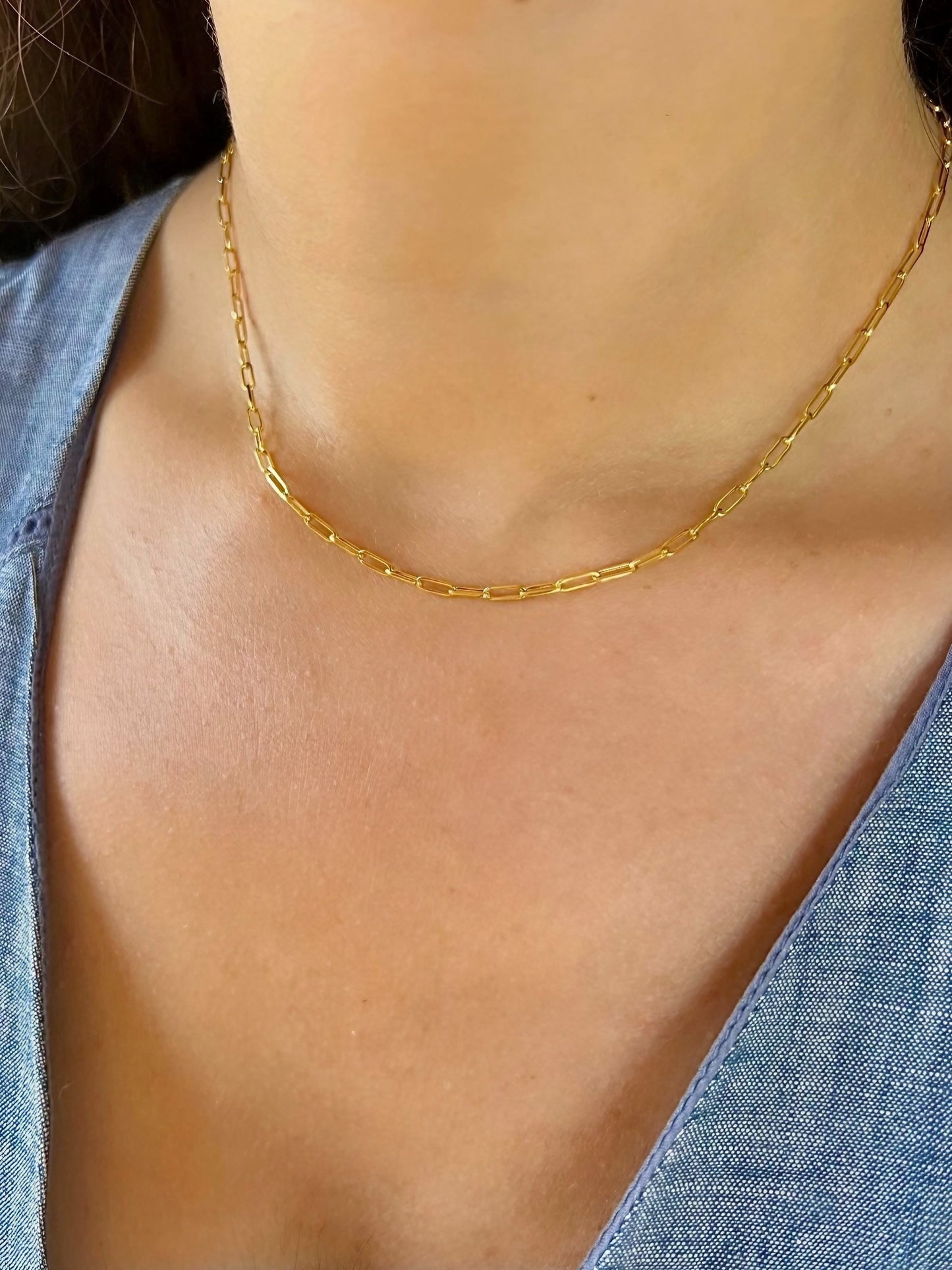 18K paperclip Necklace | Ella Creations Jewelry