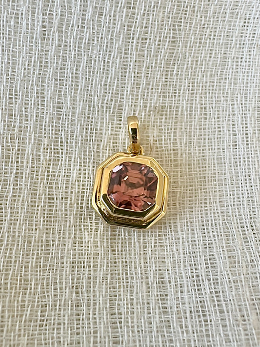 Collar solitario turmalina redonda 18k