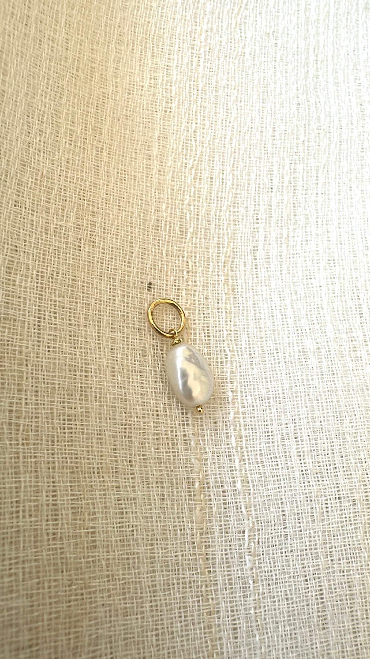 18K Gold Baroque Pearl Charm