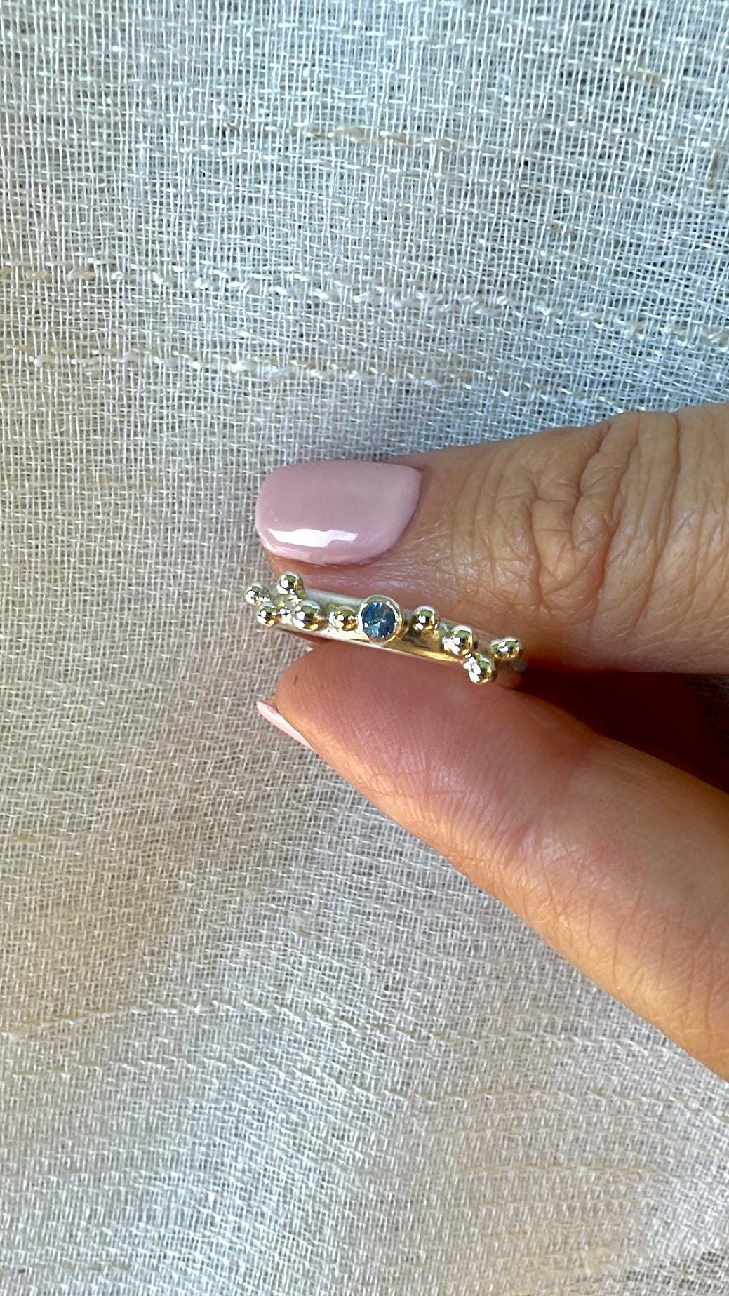 Organic Silver Ring | Sapphire Silver Rng