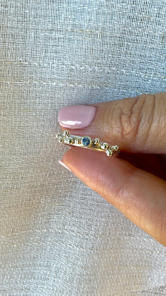 Organic Silver Ring | Sapphire Silver Rng