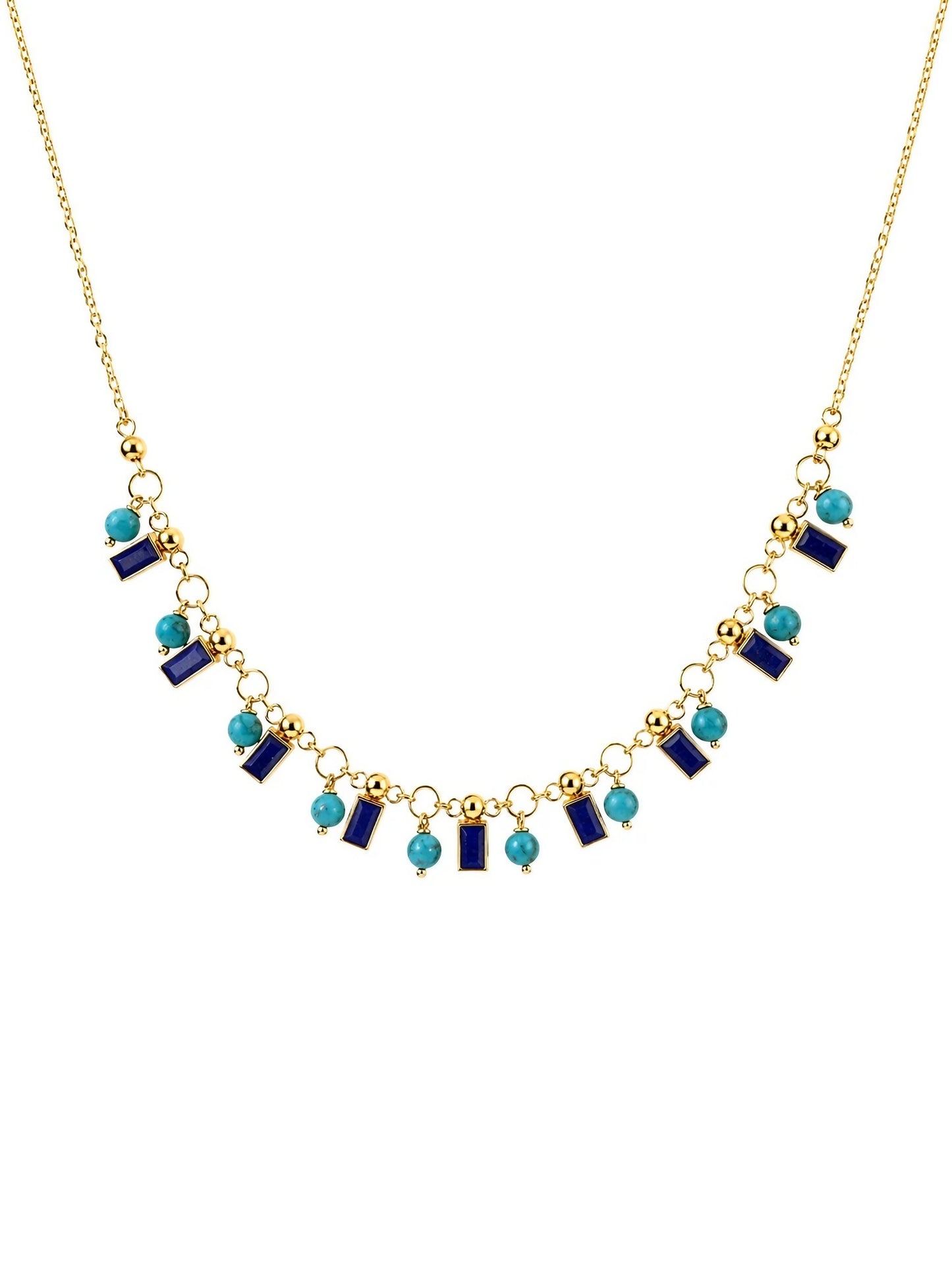 18k Turquoise and Enamel Necklace | Blue Drop Necklace