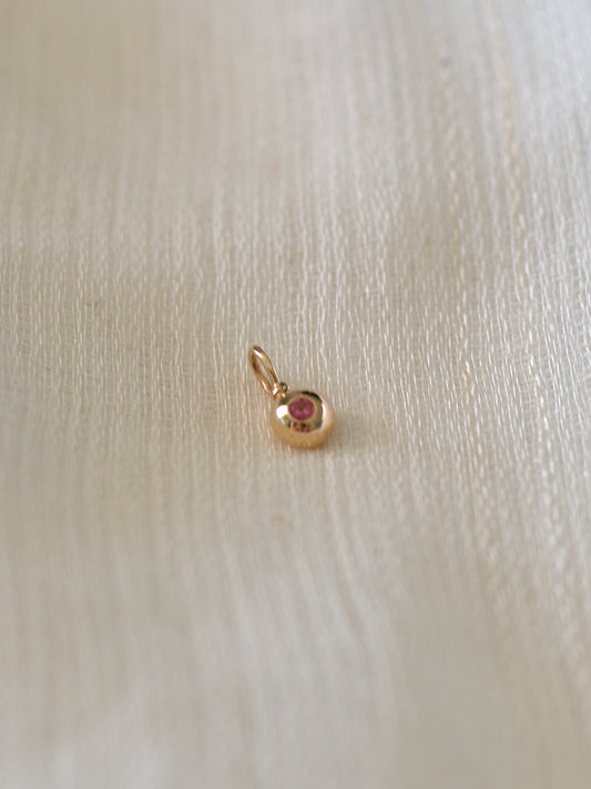 14k Pink Sapphire and Tsavorite Charm