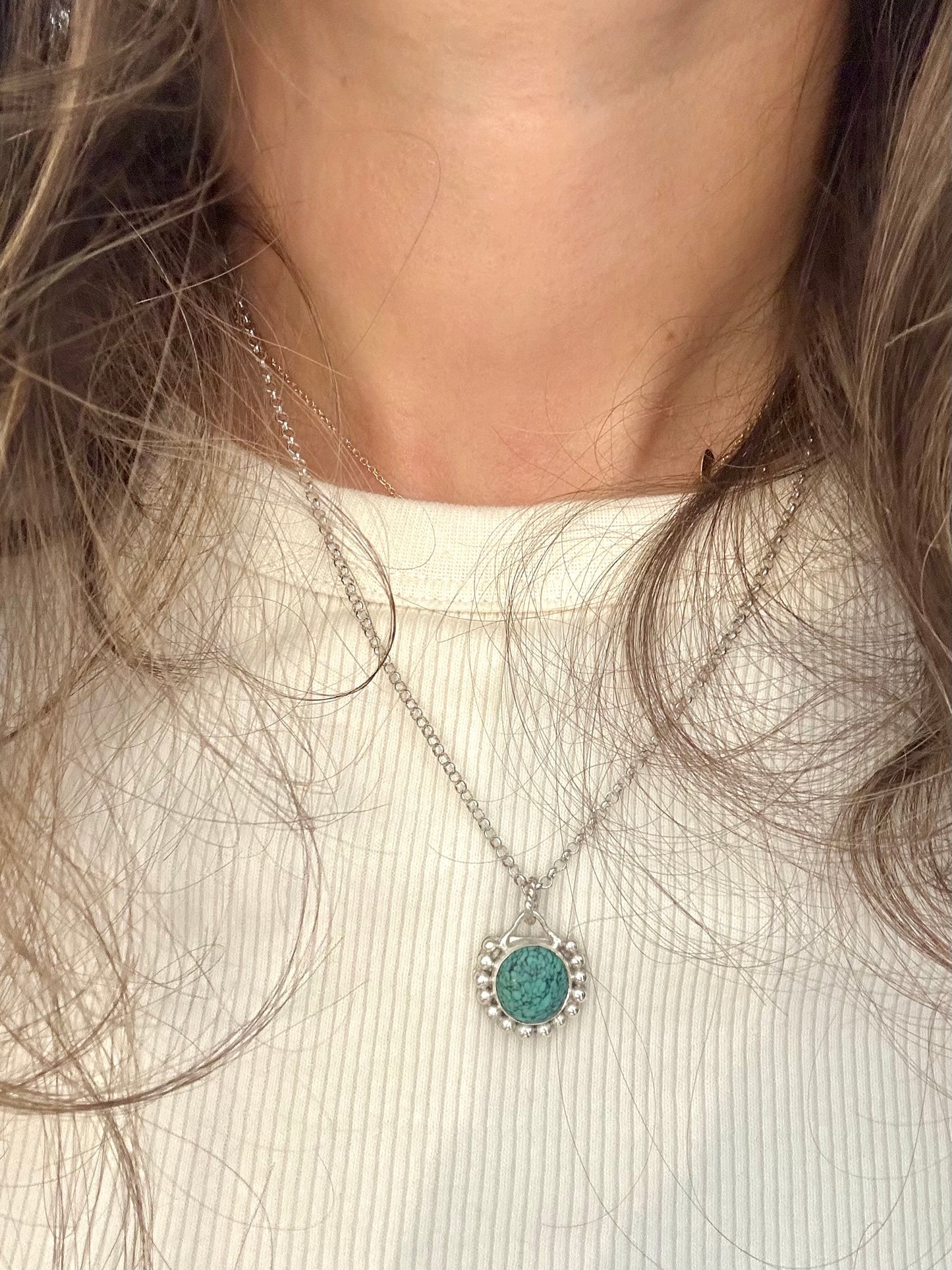 Turquoise Silver Necklace | December birthstone