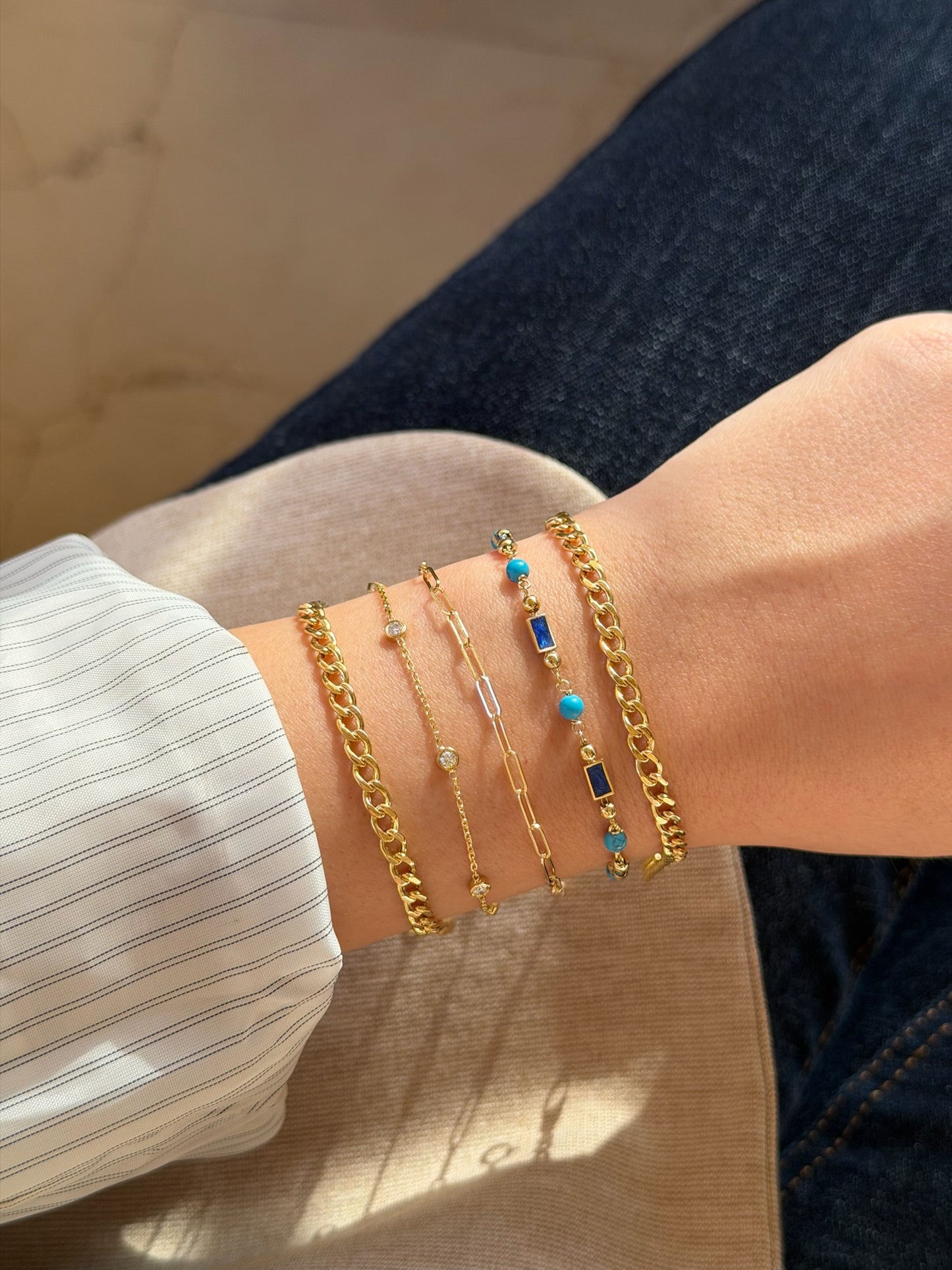 18k Turquoise and Enamel Bracelet | Gold Links bracelet