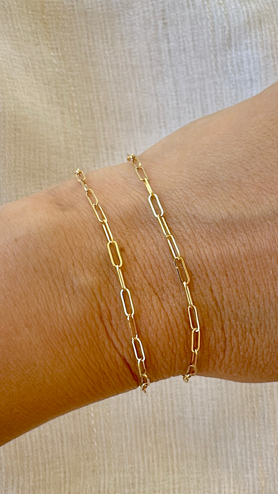 18K dainty Paperclip Bracelet available in 6.5" and 7"