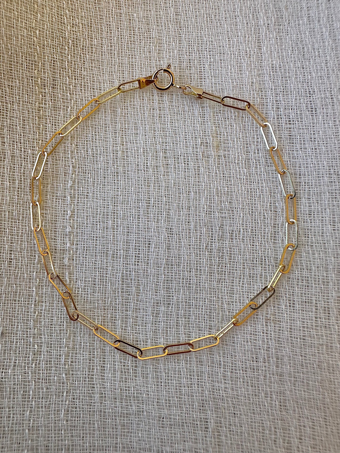 18K dainty Paperclip Bracelet available in 6.5" and 7"