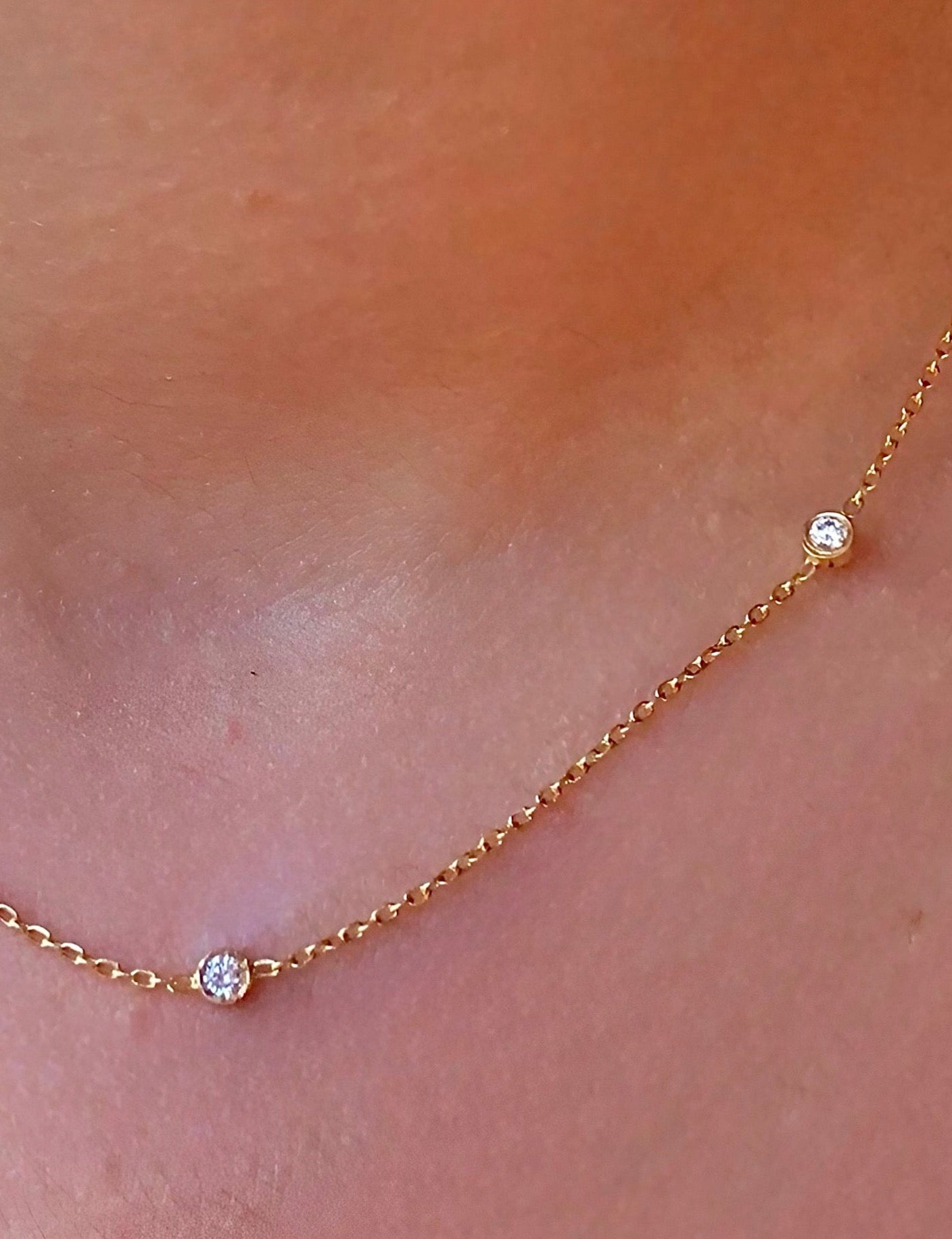 Elegant dainty diamond 18K gold necklace - Petite Edition | Ella Creations Jewelry