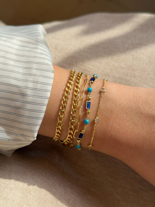 18k Turquoise and Enamel Bracelet | Gold Links bracelet