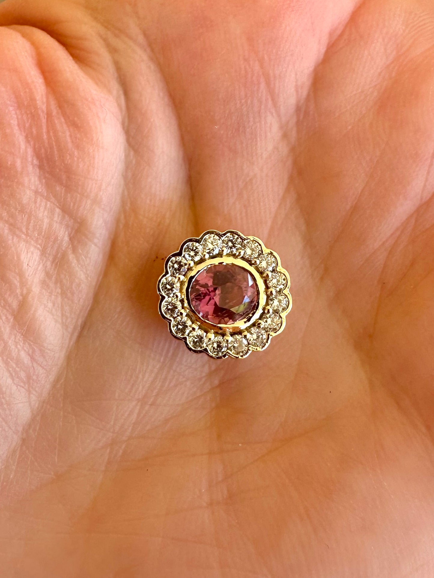 14k Oval Halo Pendant | Peridot, Spinel, Garnet