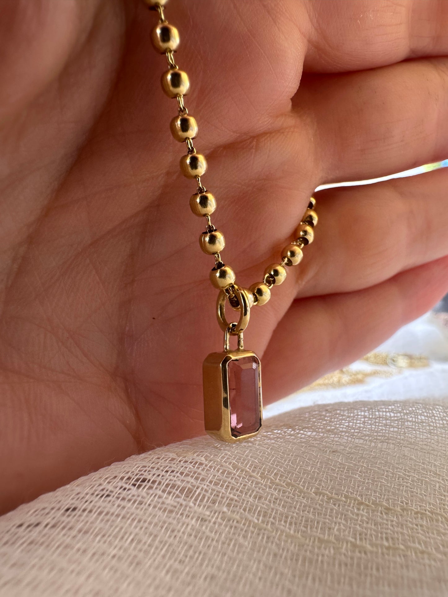 18k Pink Tourmaline Charm